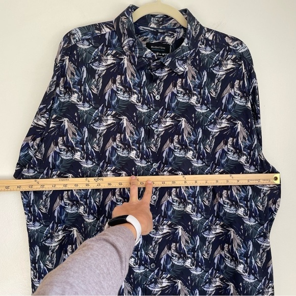 Bugatchi Uomo Hawaiian Floral Short Sleeve Shirt button up cobalt blue size XXL - Picture 7 of 9